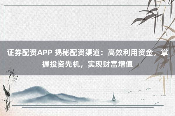 证券配资APP 揭秘配资渠道：高效利用资金，掌握投资先机，实现财富增值