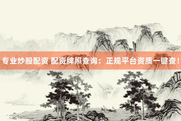 专业炒股配资 配资牌照查询：正规平台资质一键查！