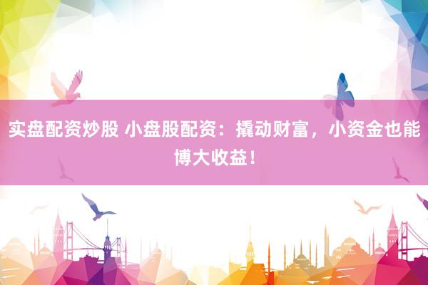 实盘配资炒股 小盘股配资：撬动财富，小资金也能博大收益！