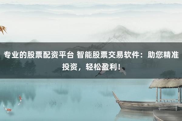 专业的股票配资平台 智能股票交易软件：助您精准投资，轻松盈利！