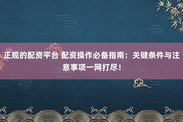 正规的配资平台 配资操作必备指南：关键条件与注意事项一网打尽！