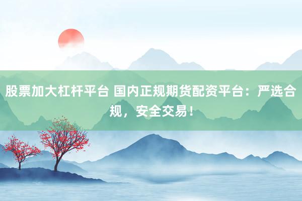 股票加大杠杆平台 国内正规期货配资平台：严选合规，安全交易！