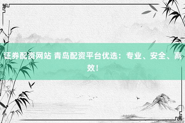 证券配资网站 青岛配资平台优选：专业、安全、高效！