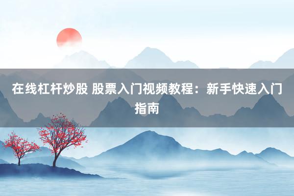 在线杠杆炒股 股票入门视频教程：新手快速入门指南