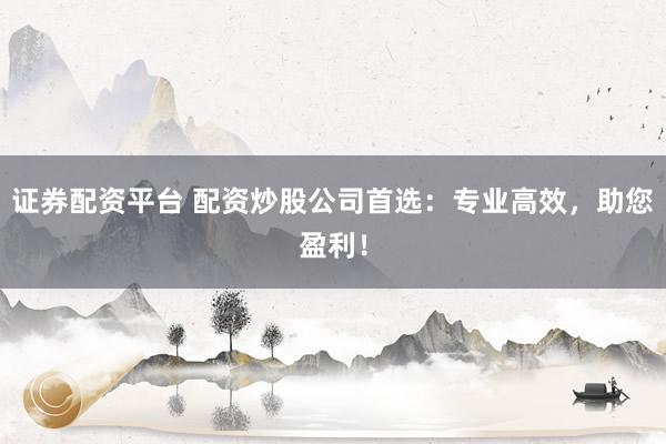 证券配资平台 配资炒股公司首选：专业高效，助您盈利！