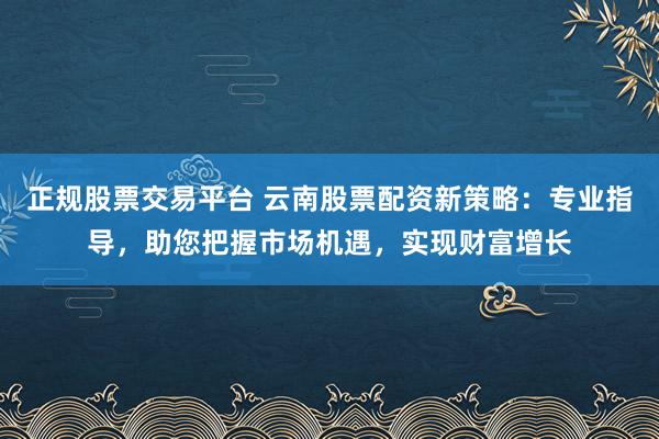 正规股票交易平台 云南股票配资新策略：专业指导，助您把握市场机遇，实现财富增长