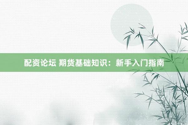 配资论坛 期货基础知识：新手入门指南