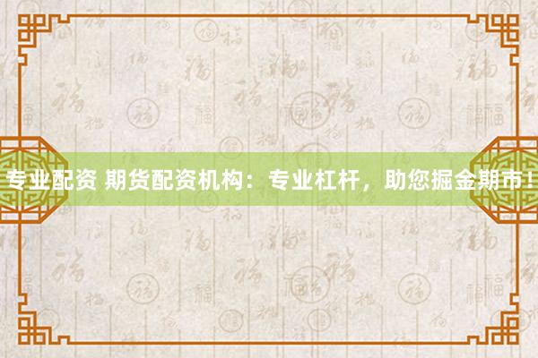 专业配资 期货配资机构：专业杠杆，助您掘金期市！