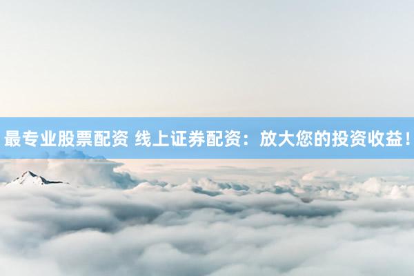 最专业股票配资 线上证券配资：放大您的投资收益！