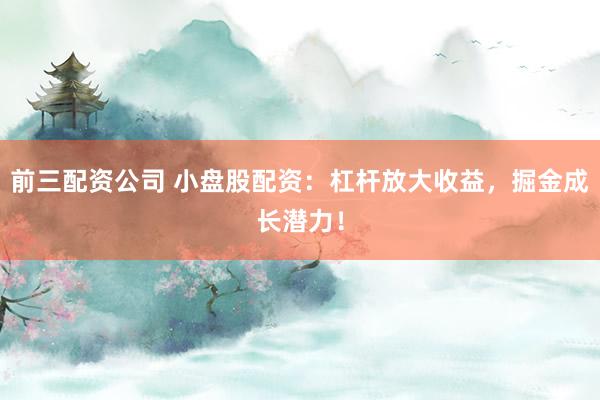 前三配资公司 小盘股配资：杠杆放大收益，掘金成长潜力！