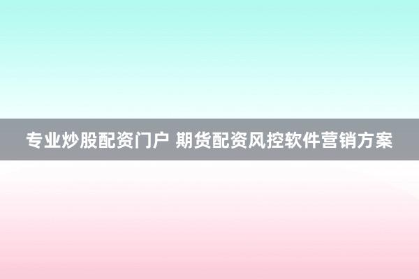 专业炒股配资门户 期货配资风控软件营销方案