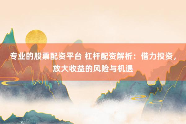 专业的股票配资平台 杠杆配资解析：借力投资，放大收益的风险与机遇