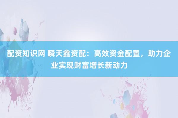 配资知识网 瞬天鑫资配:高效资金配置,助力企业实现财富增长新动力