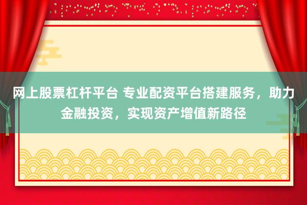 网上股票杠杆平台 专业配资平台搭建服务，助力金融投资，实现资产增值新路径