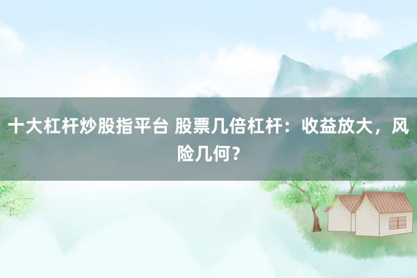 十大杠杆炒股指平台 股票几倍杠杆:收益放大,风险几何?