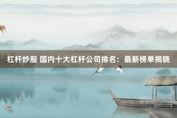 杠杆炒股 国内十大杠杆公司排名：最新榜单揭晓