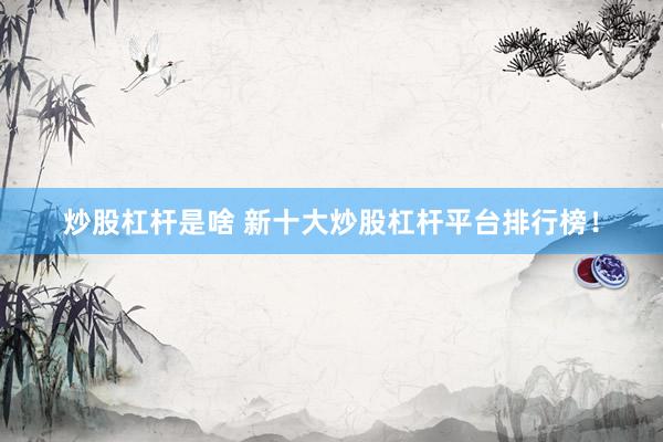炒股杠杆是啥 新十大炒股杠杆平台排行榜!