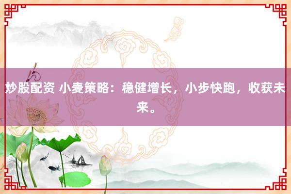 炒股配资 小麦策略：稳健增长，小步快跑，收获未来。